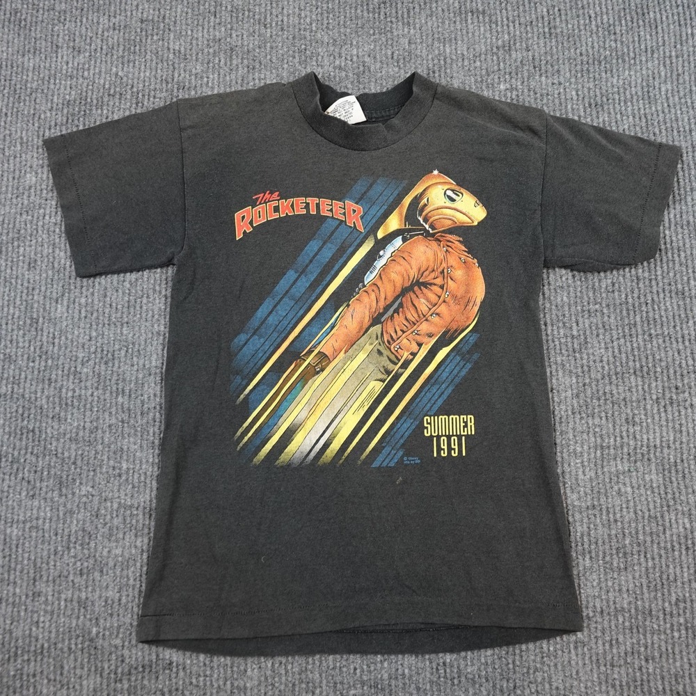 Vintage Rocketeer Disney Movie Shirt Boys L 16/18 Gray SSI Summer 1991 90s Tee
